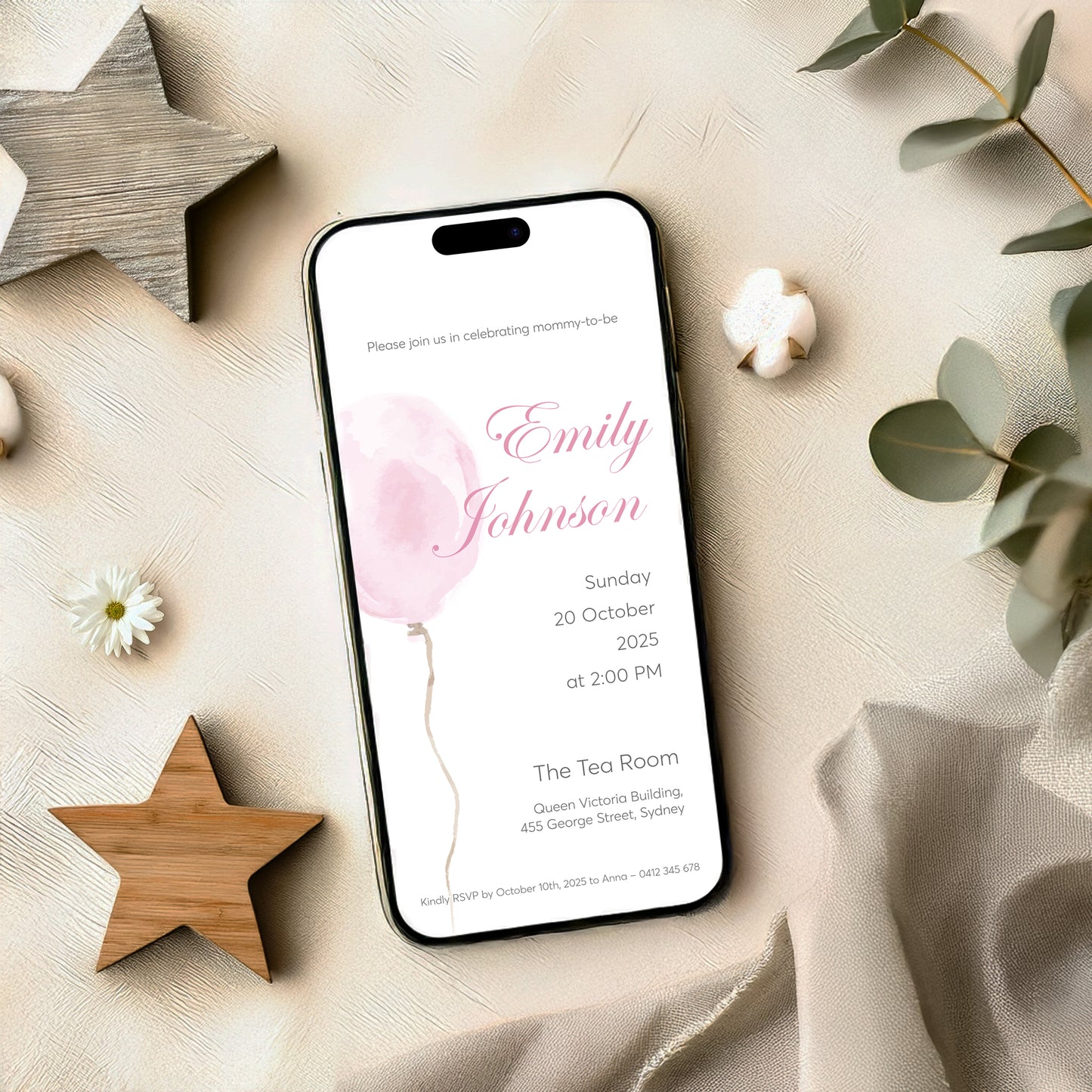 Pink Balloon Baby Shower Editable Template Bundle