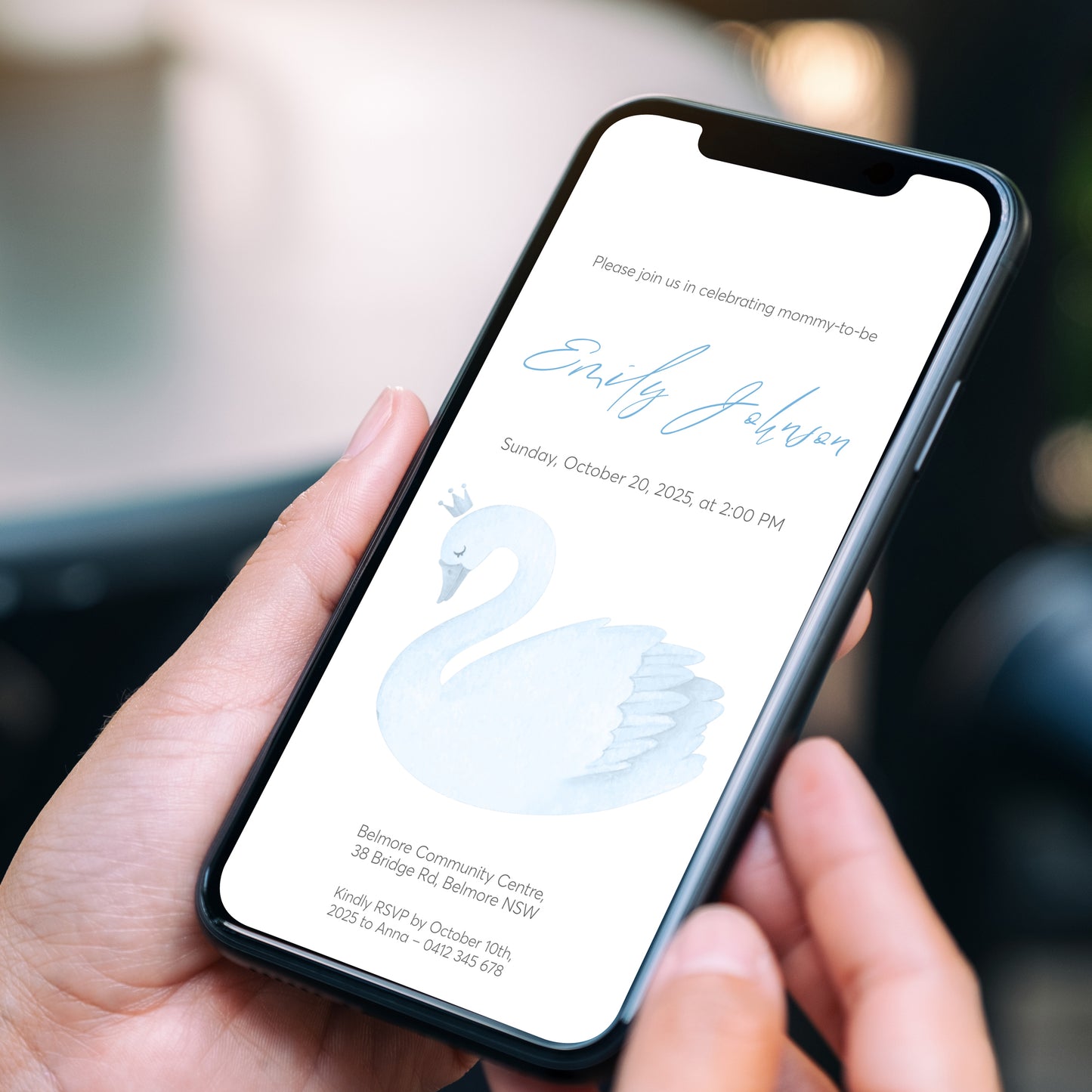 Blue Swan  Baby Shower Editable Template Bundle
