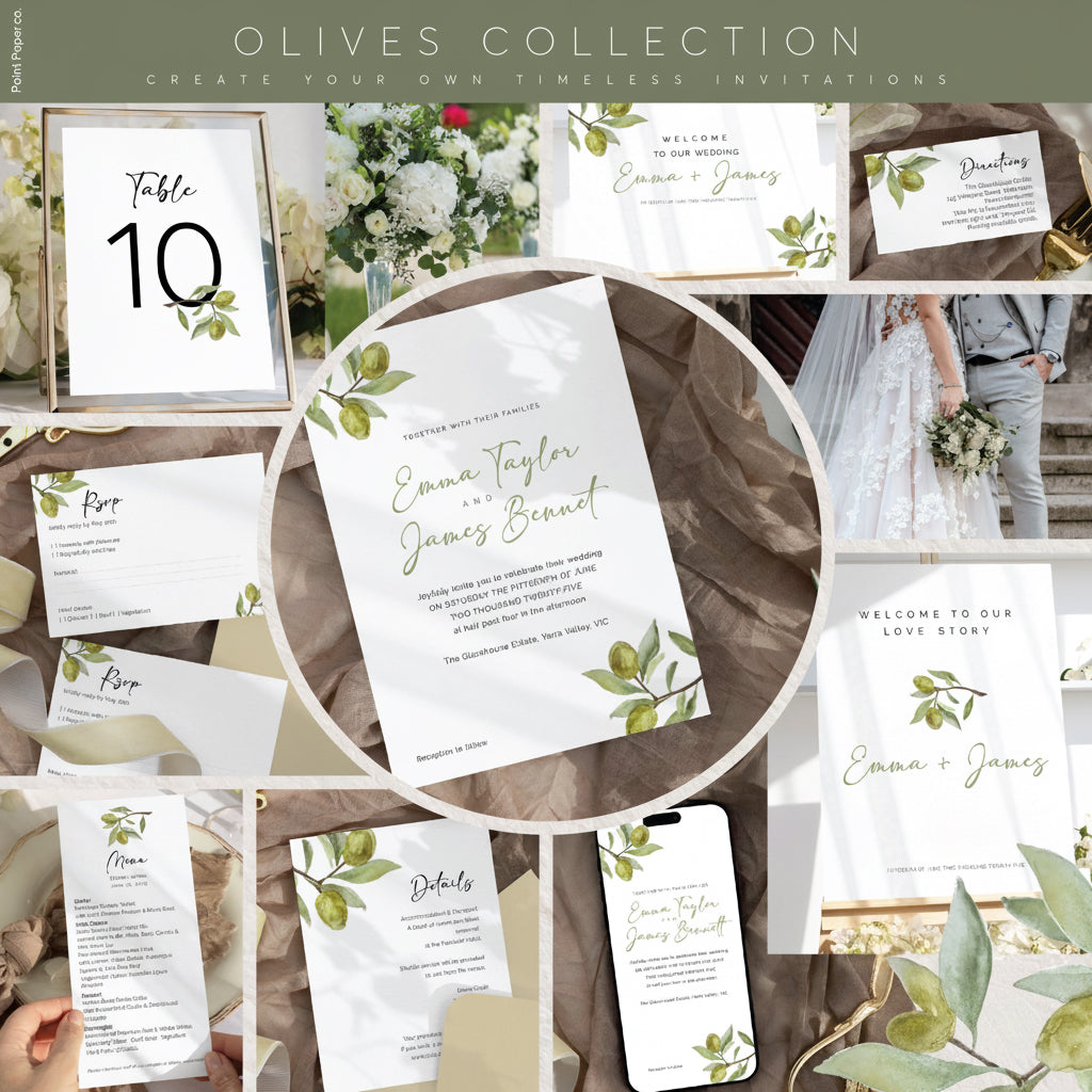 Olive Grove Wedding Editable Bundle