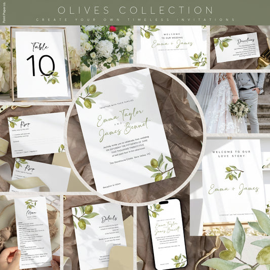 Olive Grove Wedding Editable Bundle
