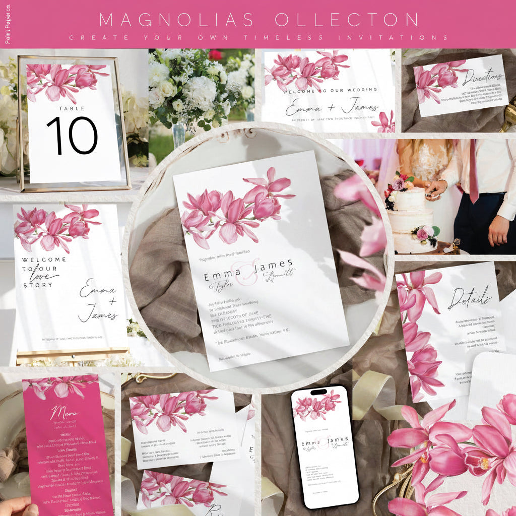 Magnolias Wedding Editable Bundle