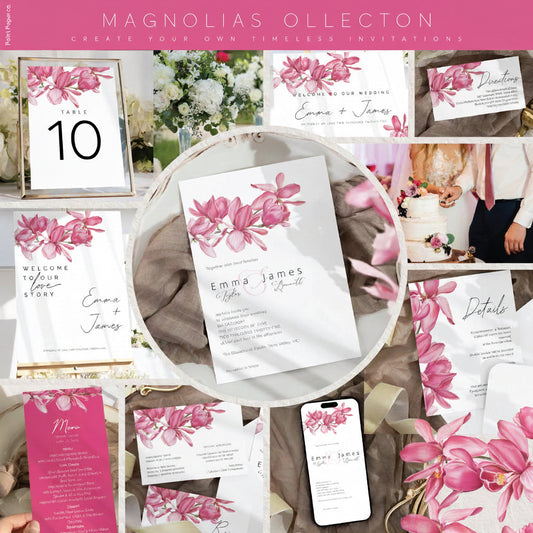 Magnolias Wedding Editable Bundle