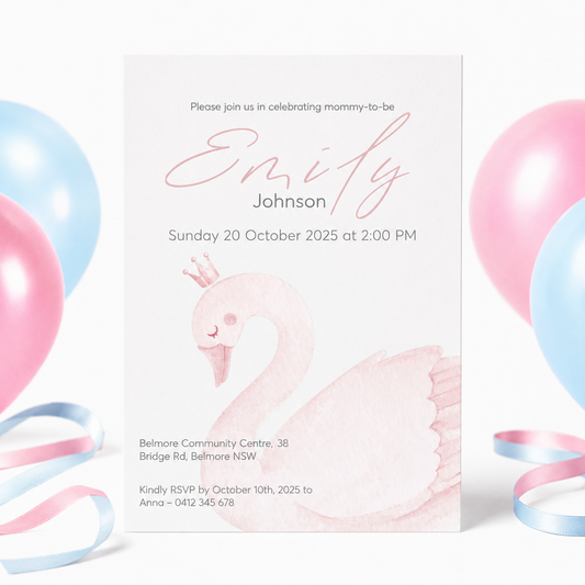 Swan Princess Baby Shower Invitation