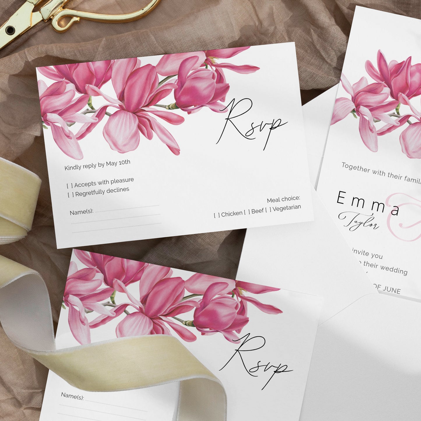 Magnolias Wedding Editable Bundle