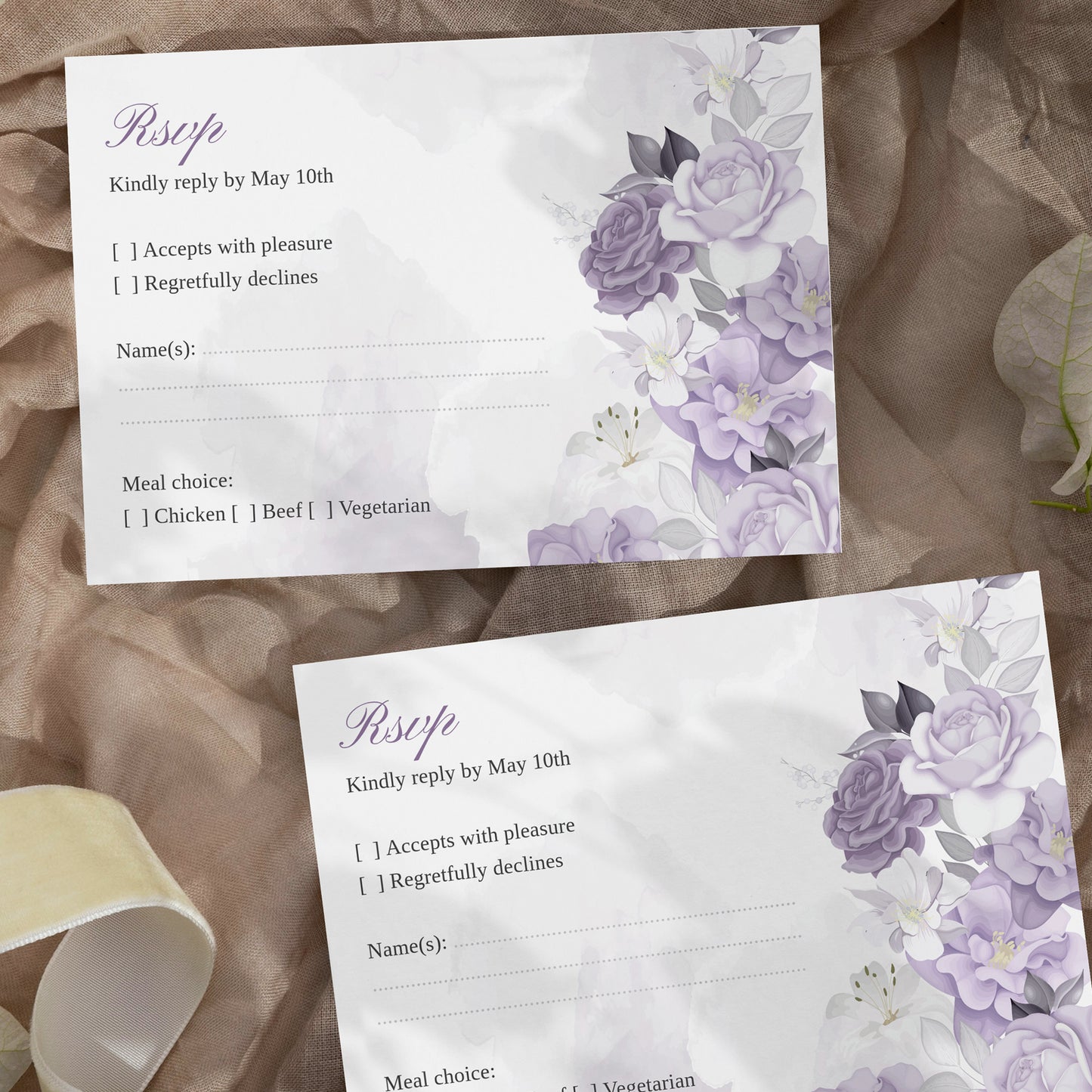 Lilac Romance Wedding Editable Bundle