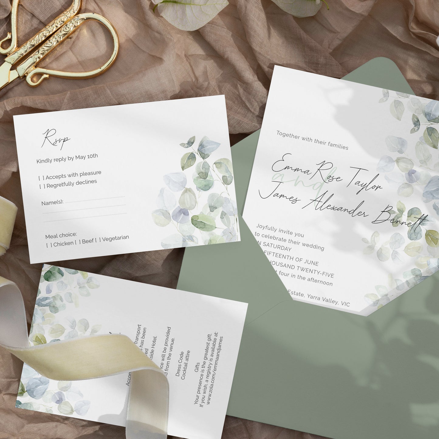Eucalyptus Wedding Editable Bundle