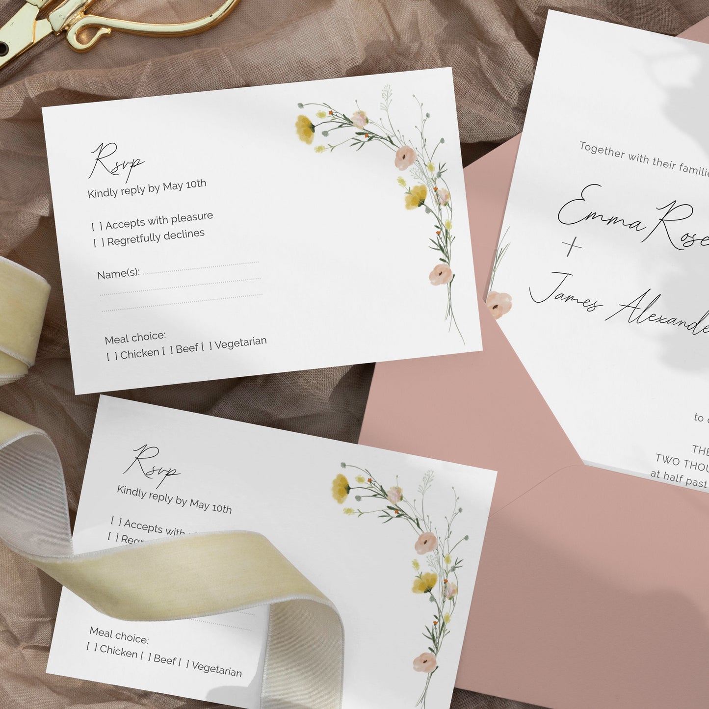 Wildflower Wedding Editable Bundle