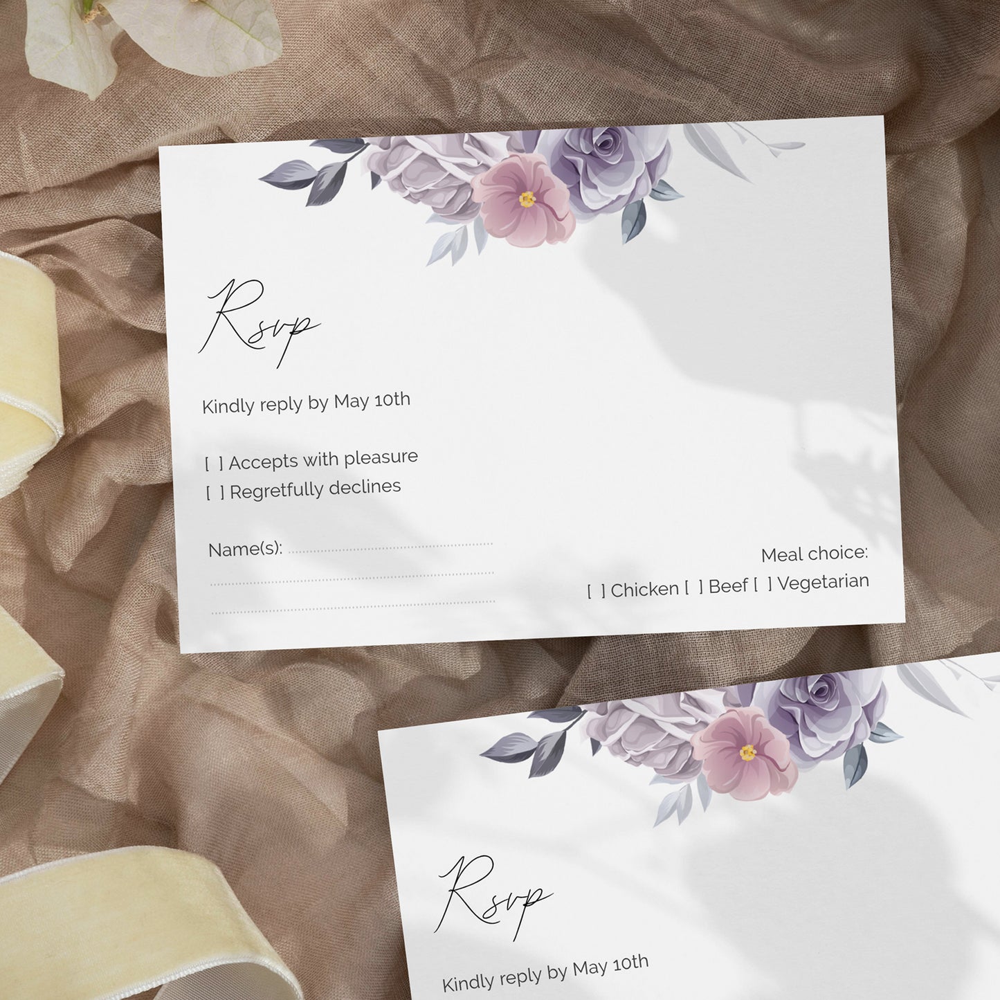 Purple Roses Wedding Editable Template Bundle