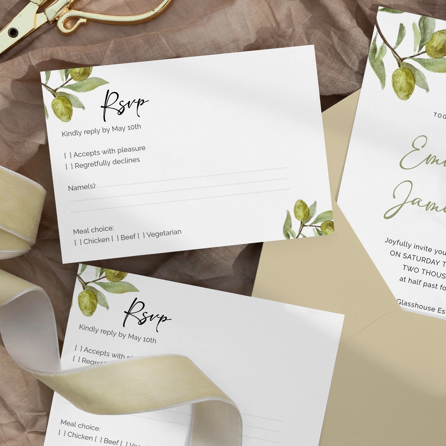 Olive Grove Wedding Editable Bundle