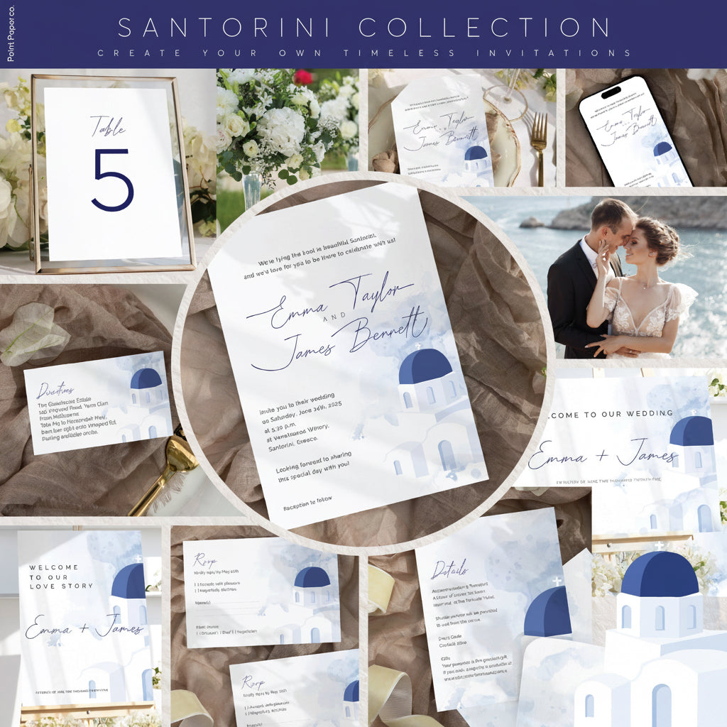 Santorini Wedding Editable Bundle