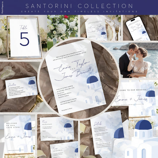 Santorini Wedding Editable Bundle