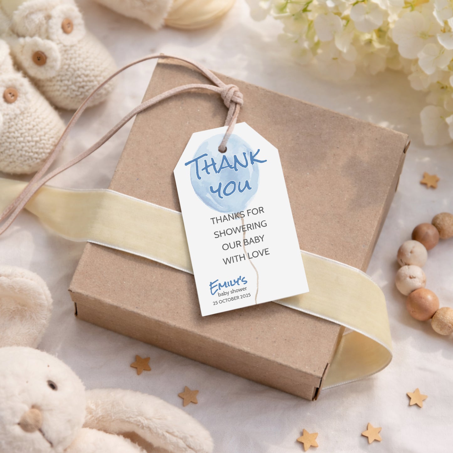 Blue Balloon Baby Shower Editable Template Bundle