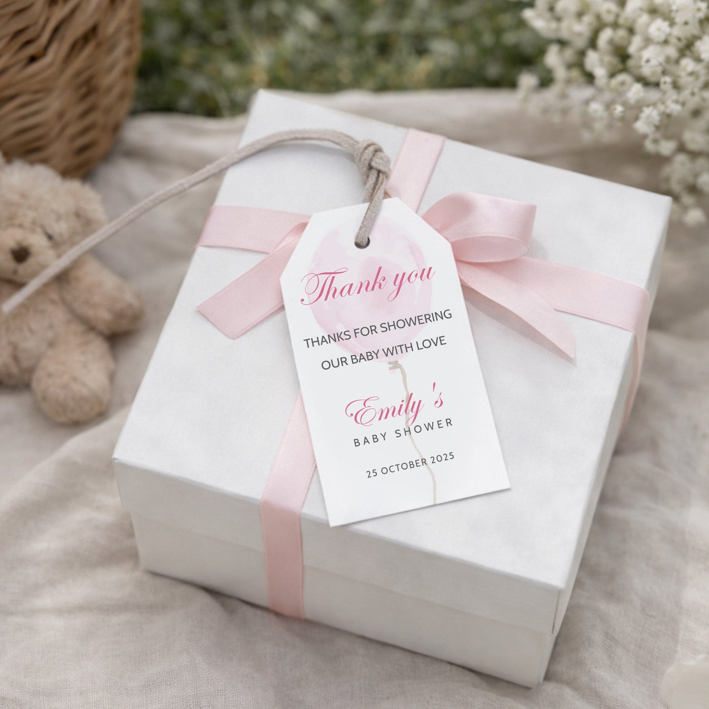 Pink Balloon Baby Shower Editable Template Bundle