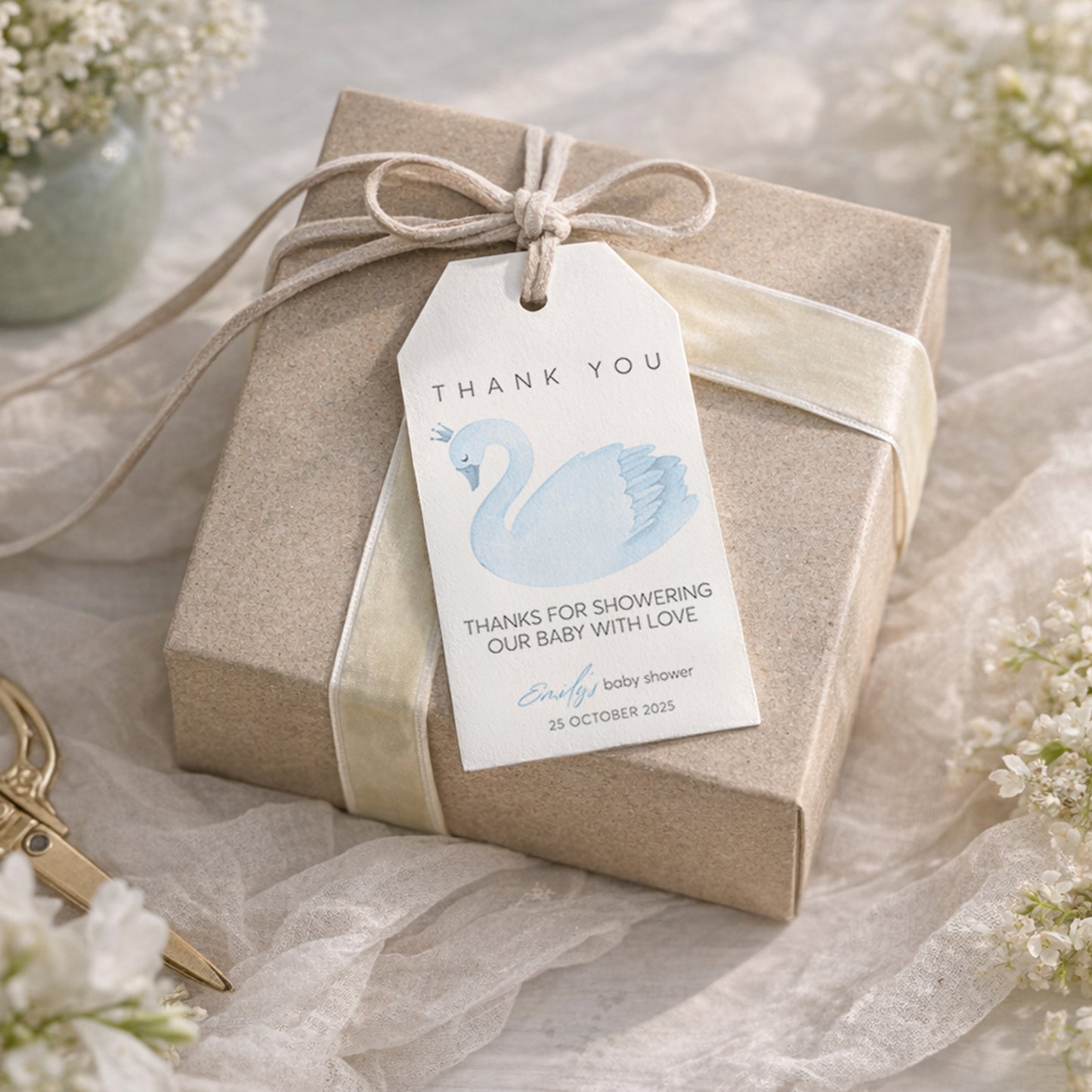 Blue Swan  Baby Shower Editable Template Bundle