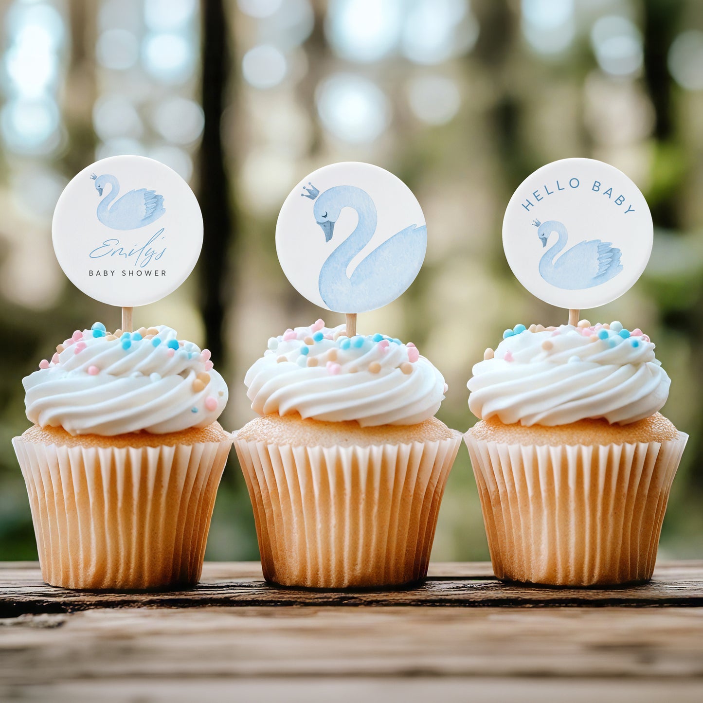 Blue Swan  Baby Shower Editable Template Bundle
