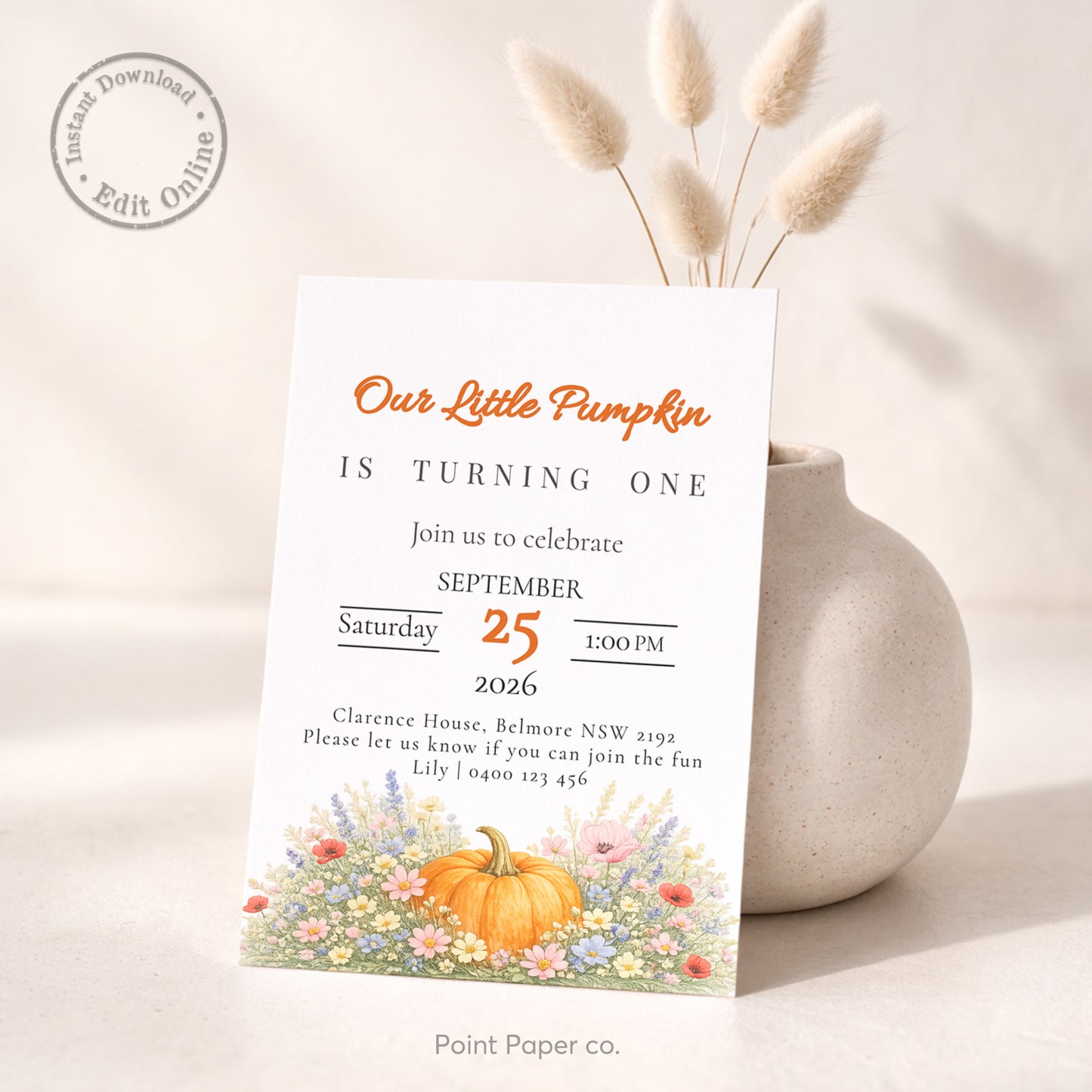 Pumpkin Birthday Invitation | Edit Online