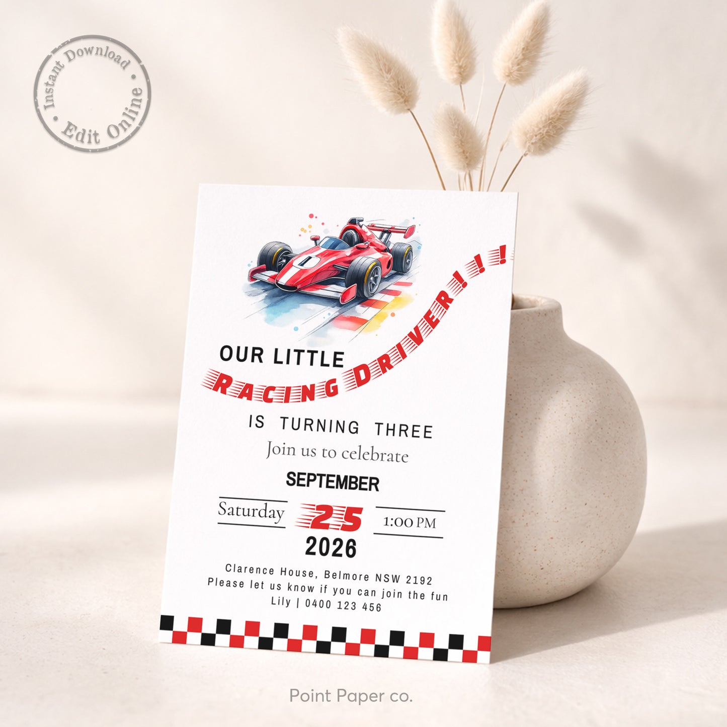 Racing Driver Birthday Invitation | Edit Online