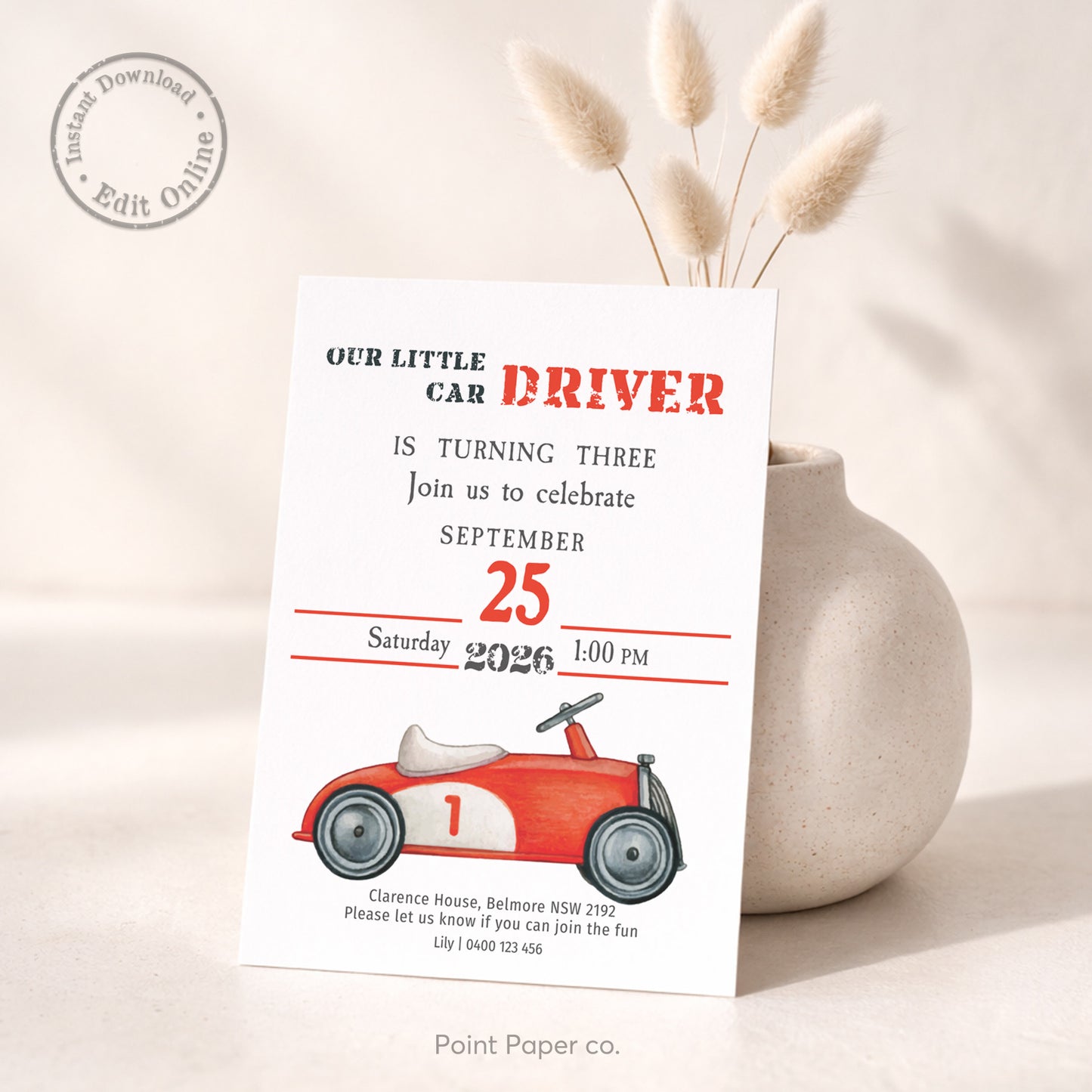 Vintage Toy Car Birthday Invitation | Edit Online