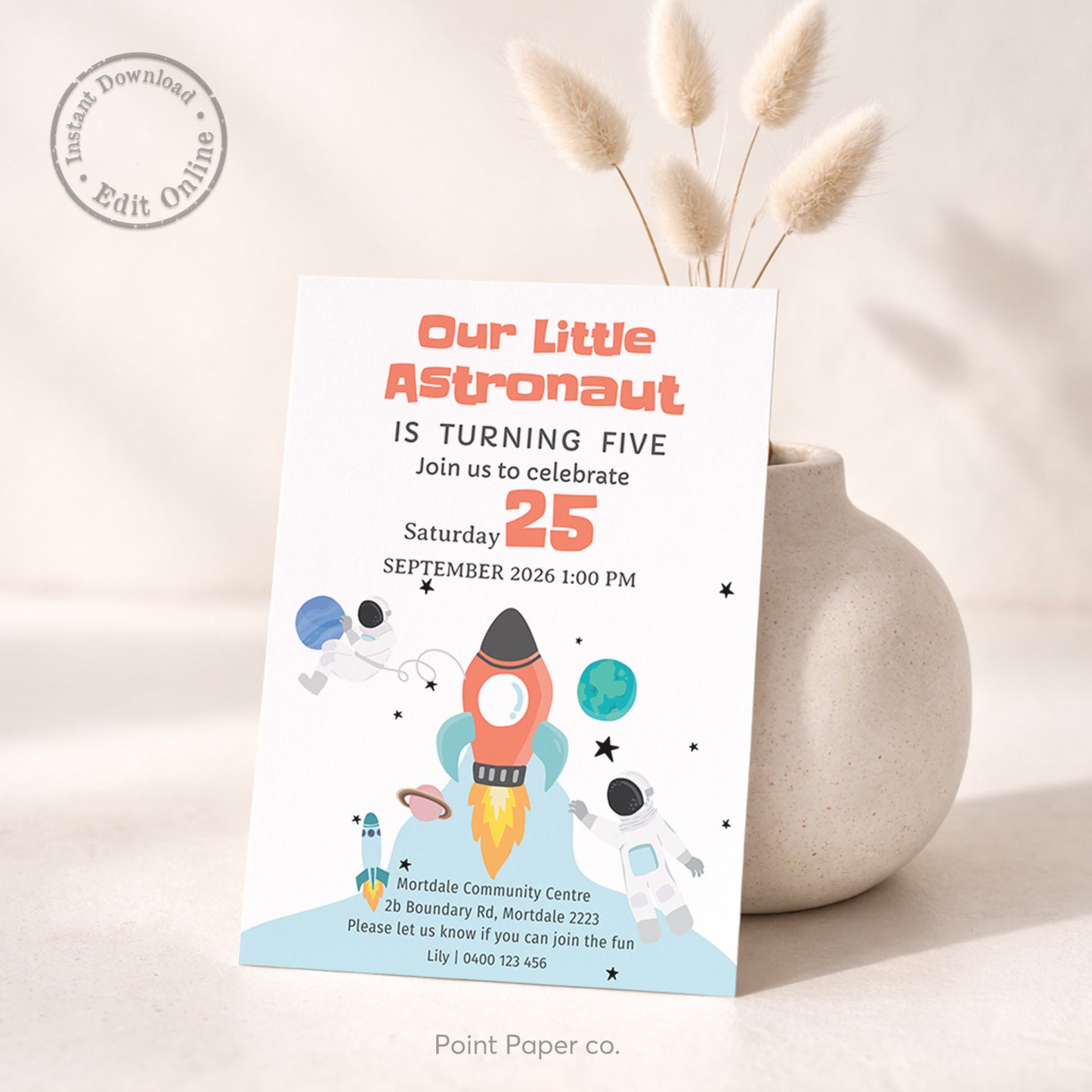 Astronaut Birthday Invitation | Edit Online