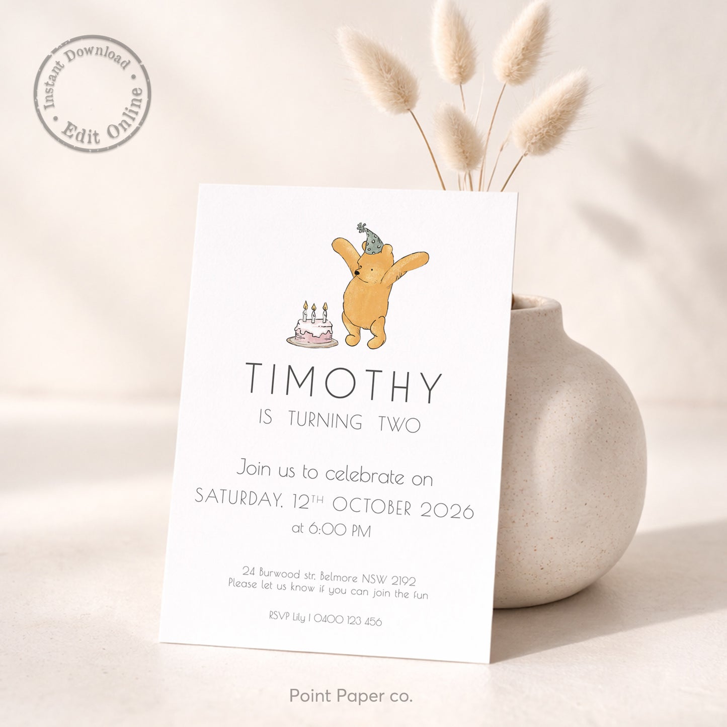 Cute Bear Birthday Invitation | Edit Online