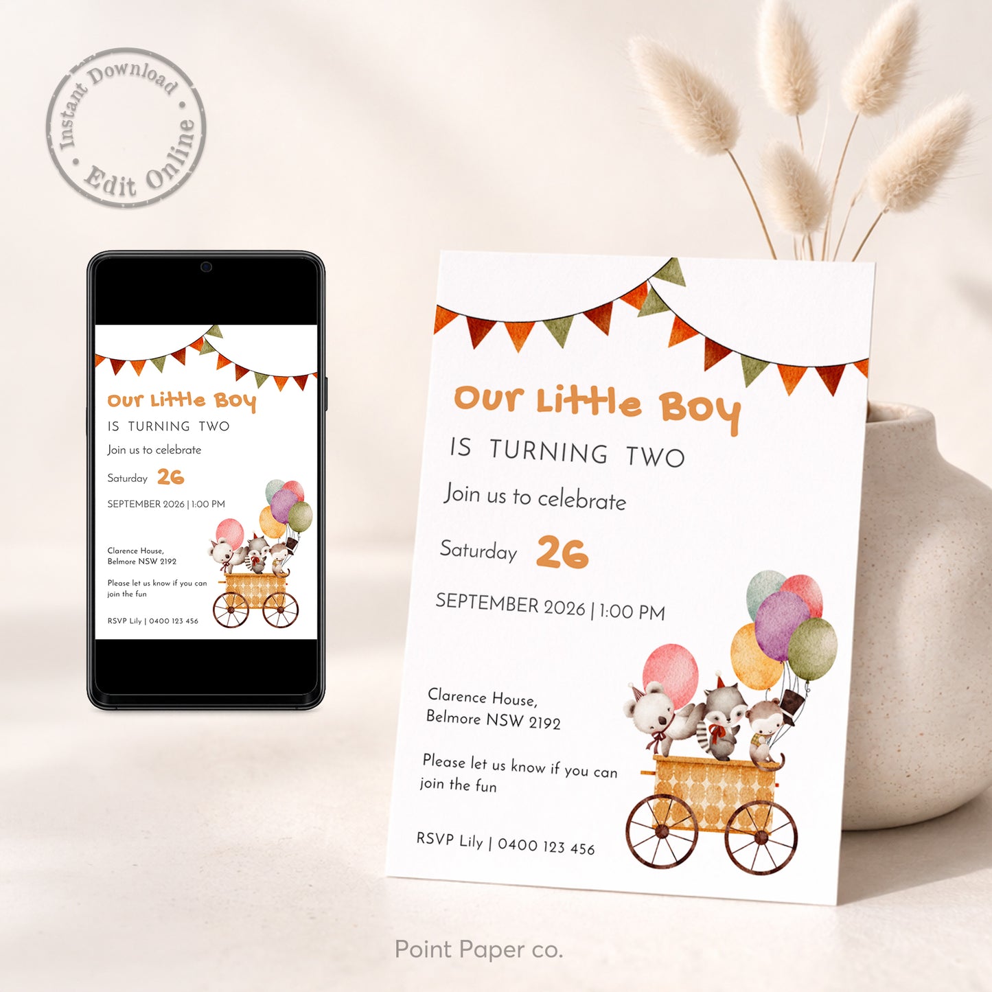 Woodland Animals Birthday Invitation | Edit Online