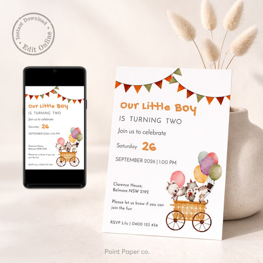 Woodland Animals Birthday Invitation | Edit Online