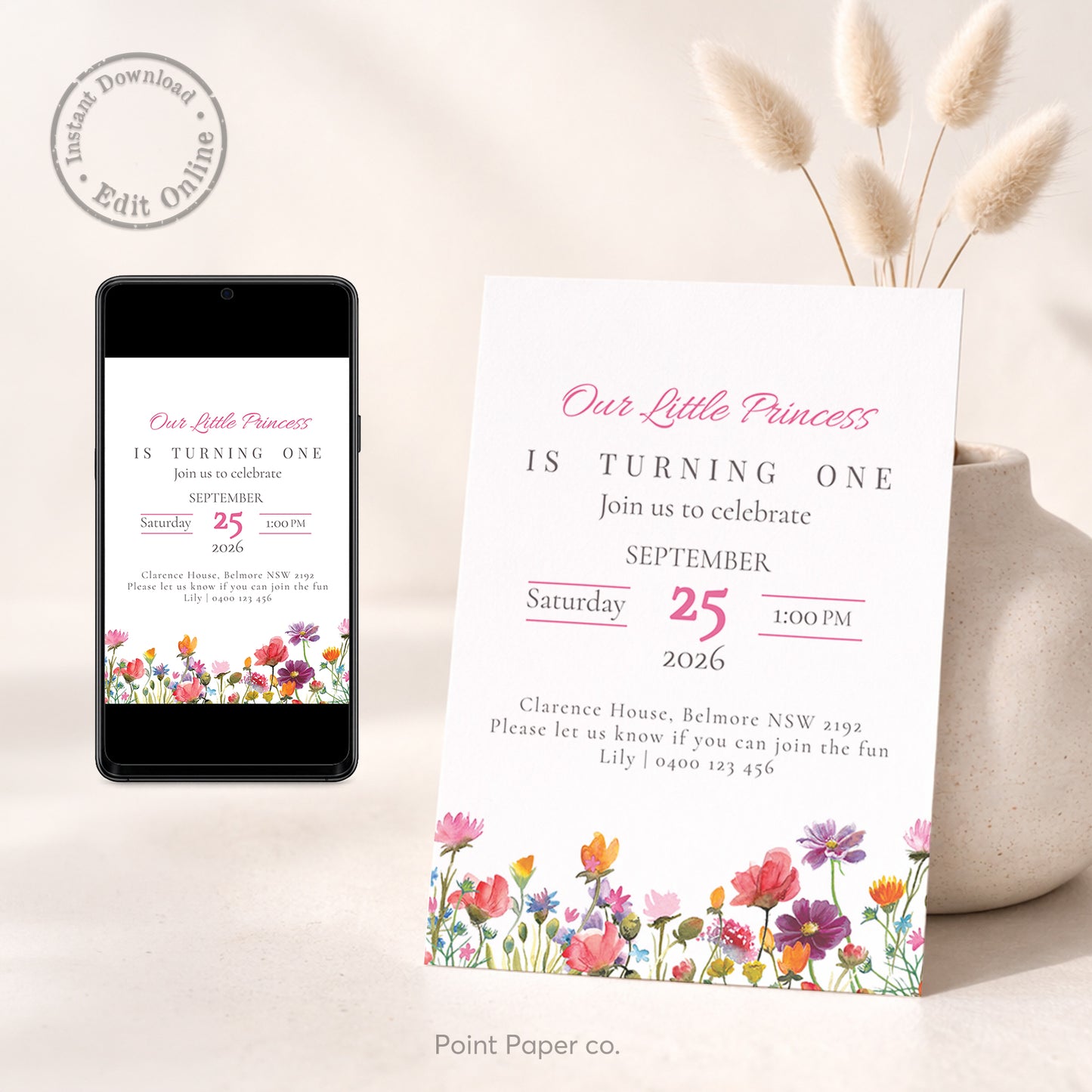 Flower Field Birthday Invitation | Edit Online