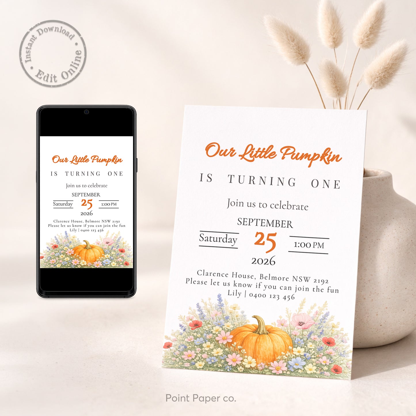 Pumpkin Birthday Invitation | Edit Online