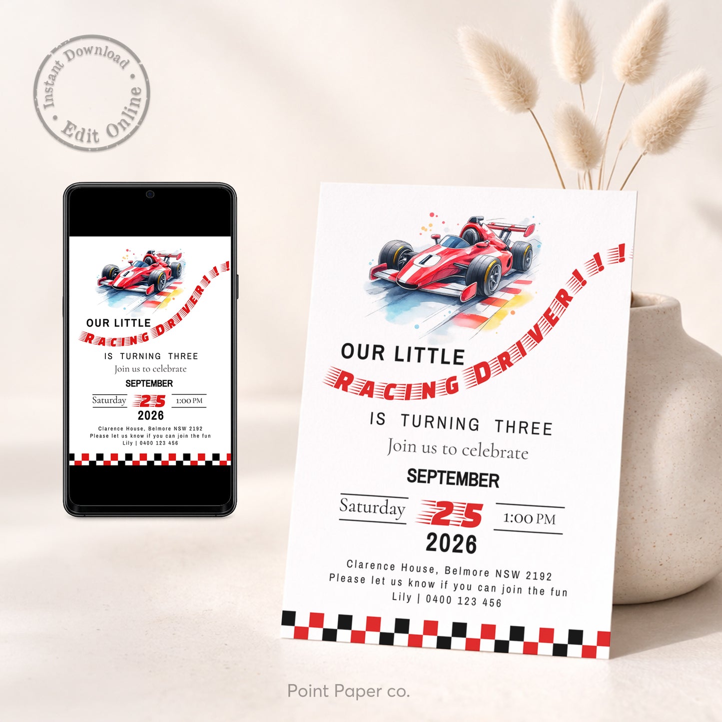 Racing Driver Birthday Invitation | Edit Online