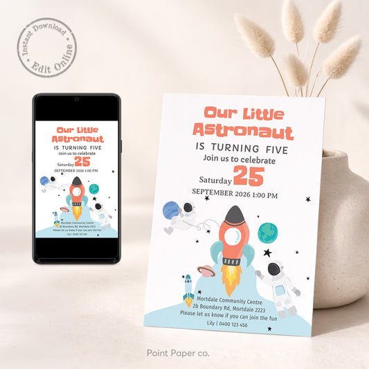 Astronaut Birthday Invitation | Edit Online