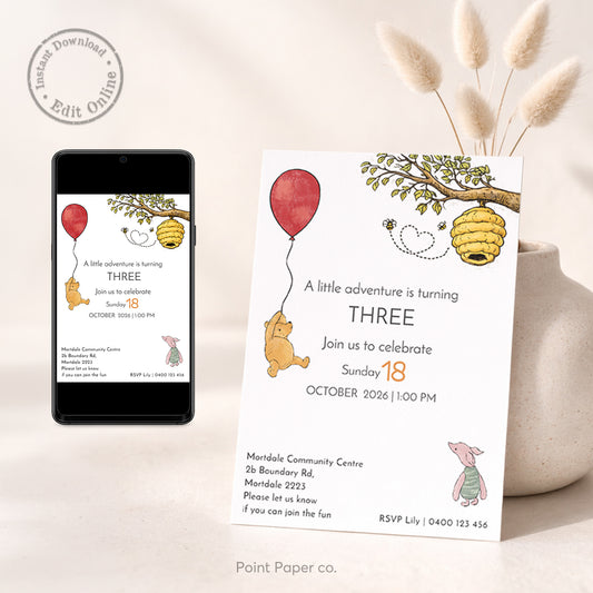 Bear Adventure Birthday Invitation | Edit Online