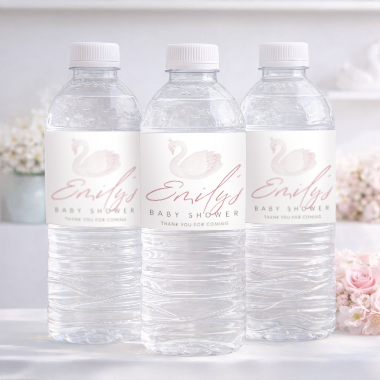 Pink Swan Baby Shower Editable Template Bundle