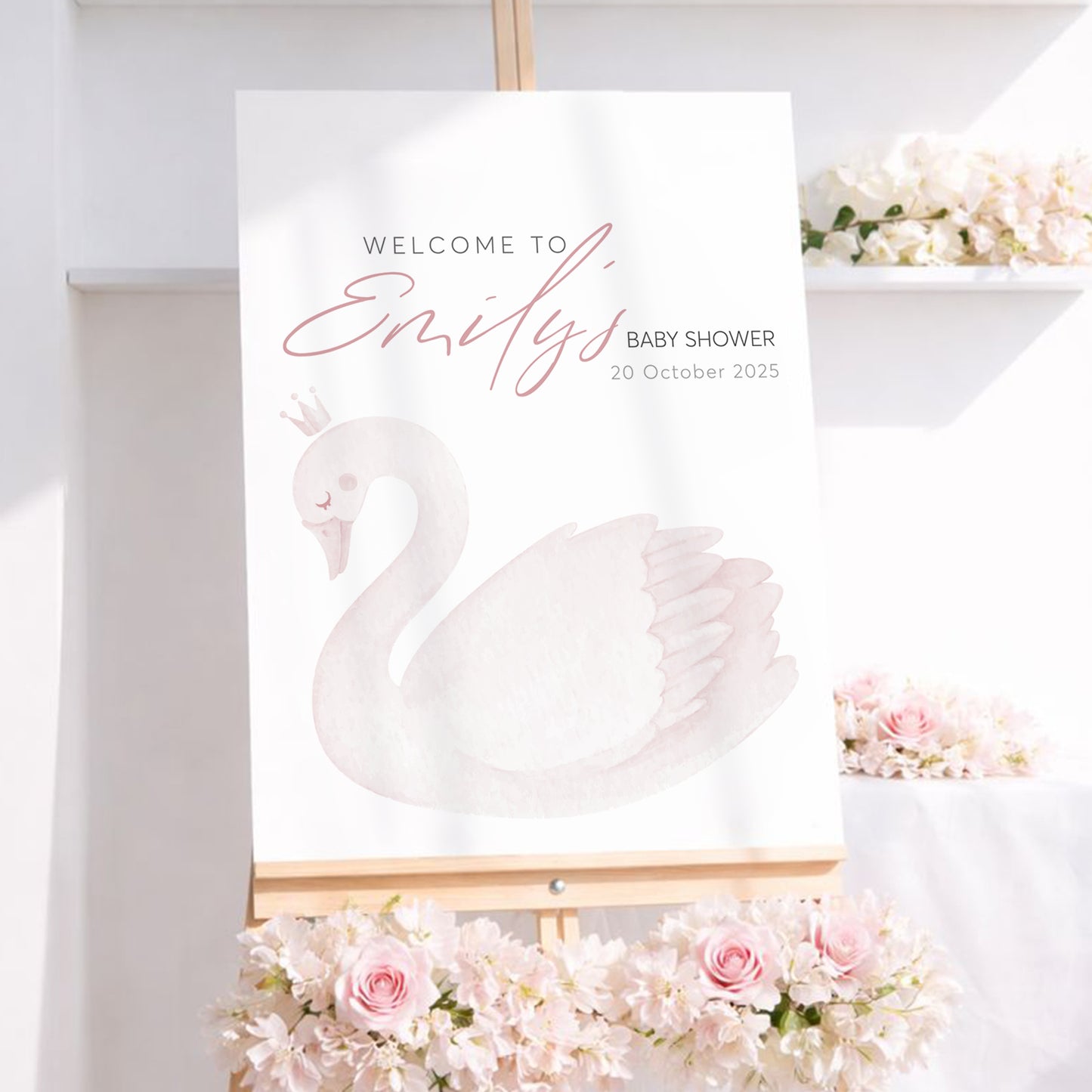 Pink Swan Baby Shower Editable Template Bundle