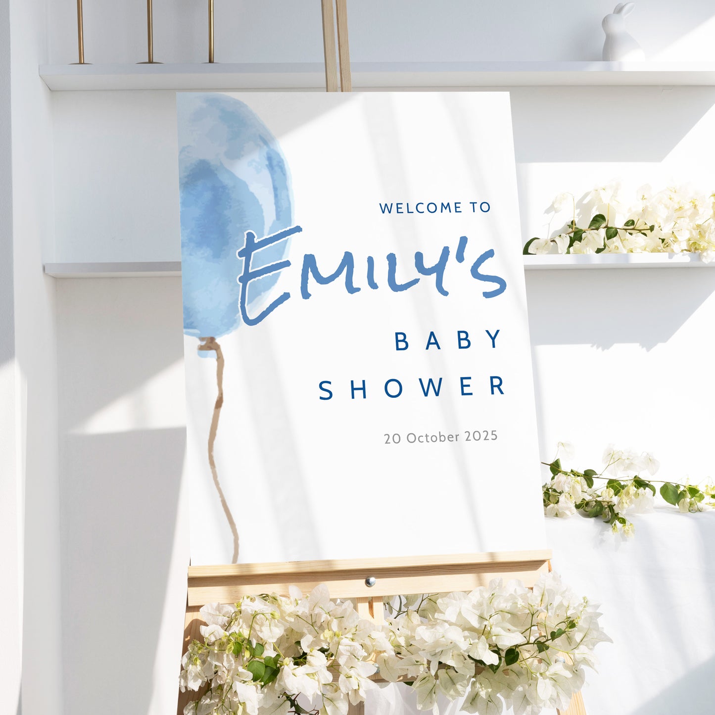 Blue Balloon Baby Shower Editable Template Bundle