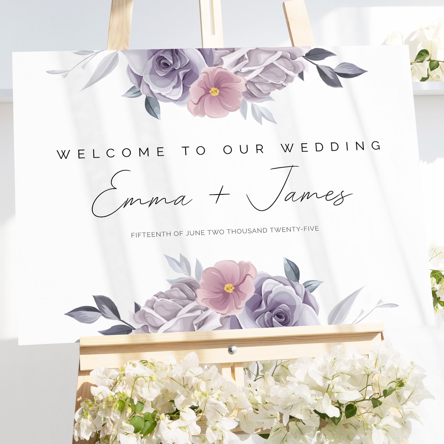 Purple Roses Wedding Editable Template Bundle