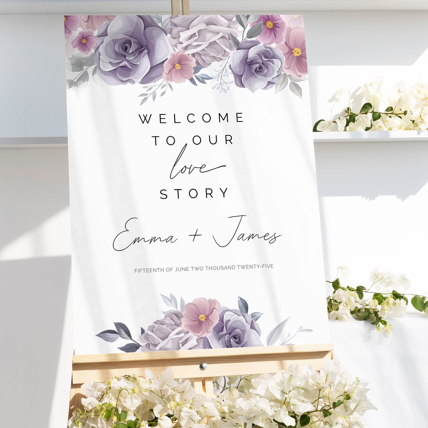 Purple Roses Wedding Editable Template Bundle