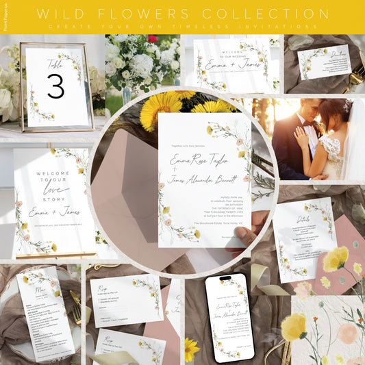 Wildflower Wedding Editable Bundle
