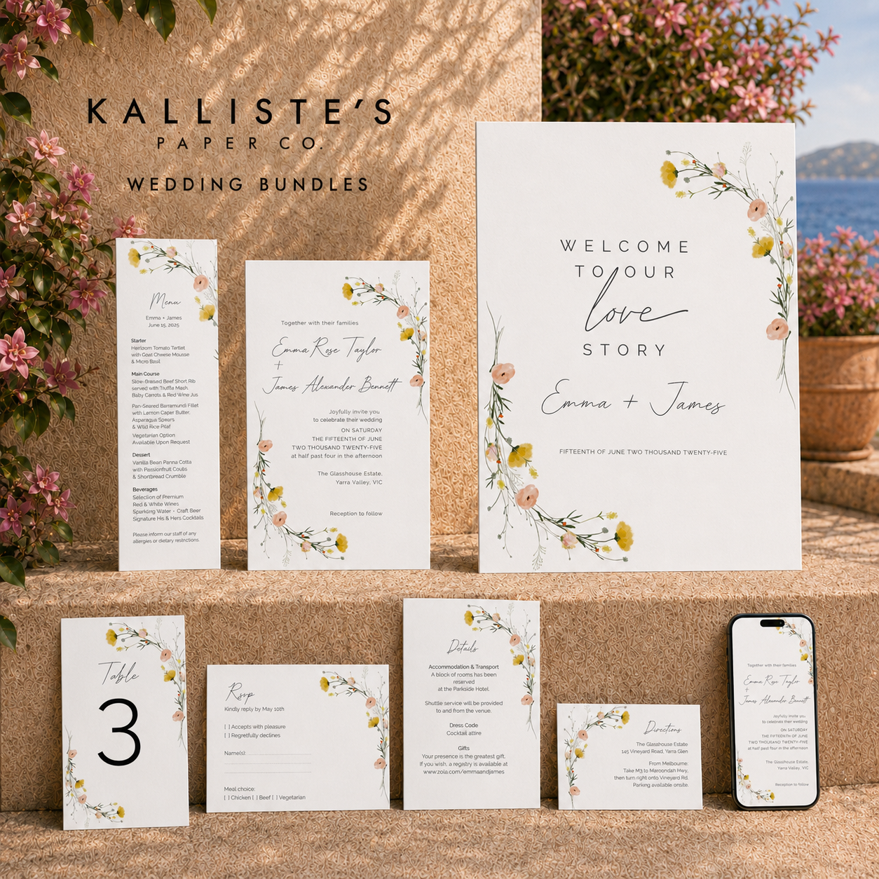 Wildflower | Editable Wedding Stationery Bundle