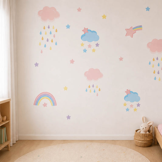 Removable Fabric Wall Stickers for Children's Rooms - Let's Make Pink Clouds!