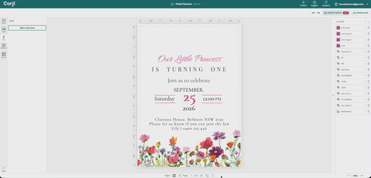 Rose Monogram Arch Editable Wedding Invitation